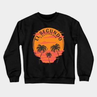 El Segundo California Sunset Skull and Palm Trees Crewneck Sweatshirt